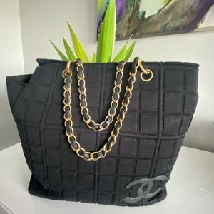 Chanel Chocolate Bar Black Tote